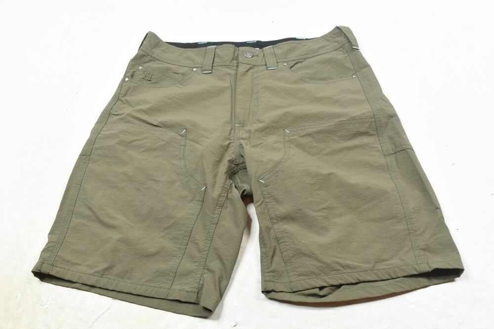 Howler Brothers Double Knee Hiking Shorts Mens 32 Green Nylon Stretch Outdoors